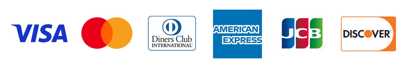 VISA、MasterCard、JCB、AMERICAN EXPRESS、Diners Club